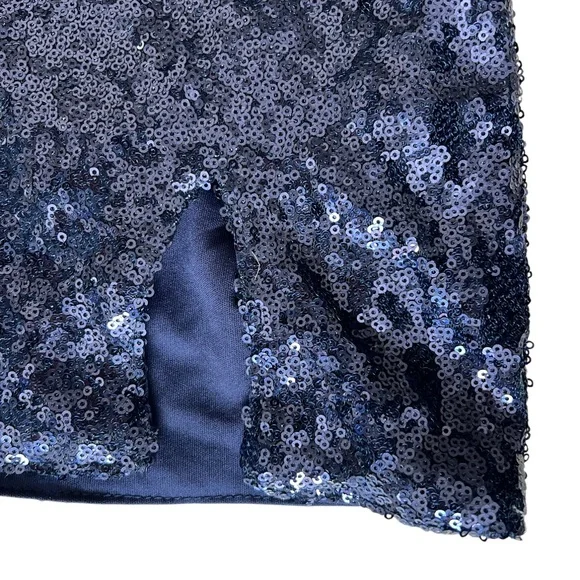 Club L London Navy Blue Sequin Mini Dress EUC - Picture 6 of 8